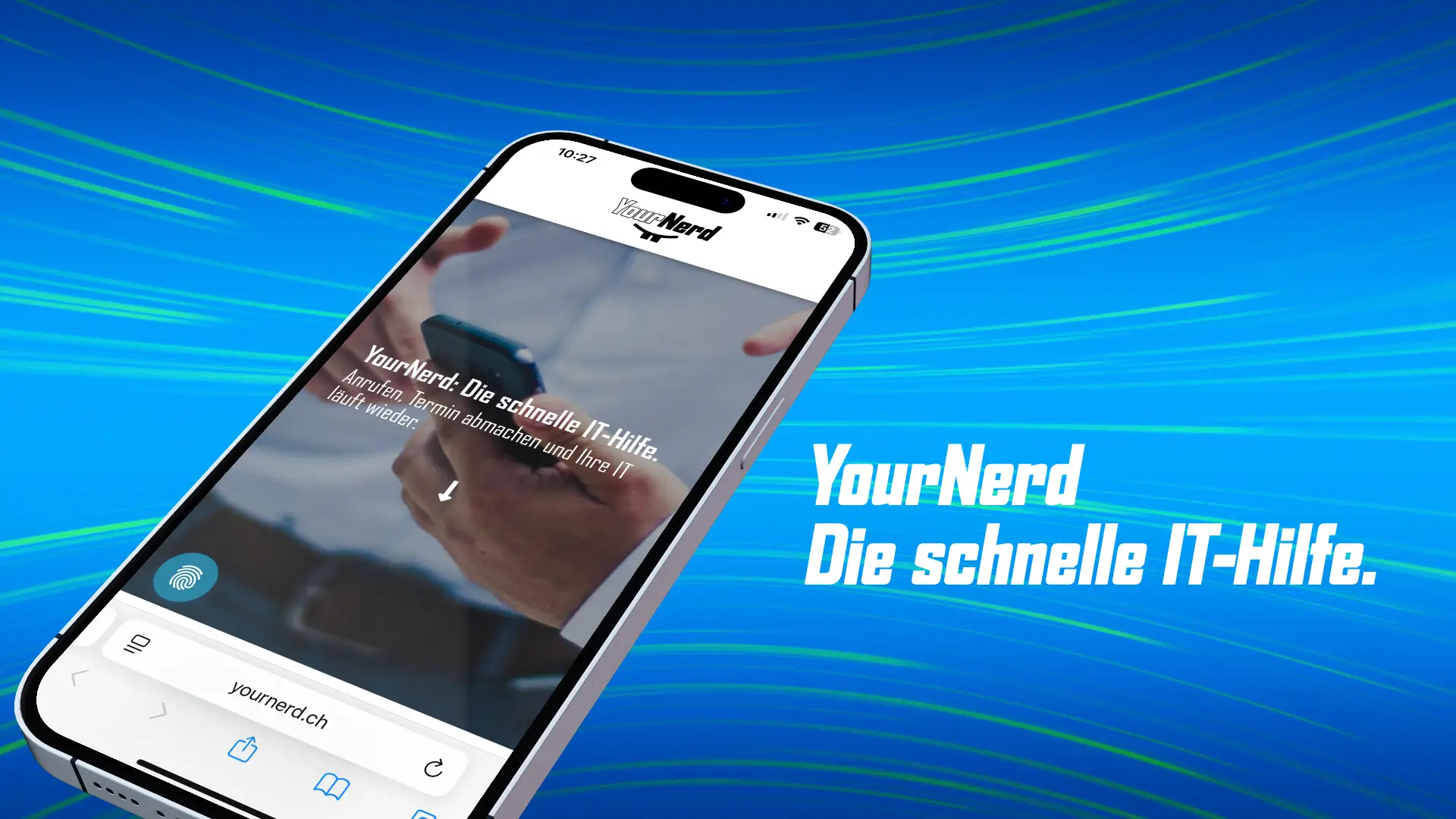 Ein iPhone-Mockup der YourNerd-Website.