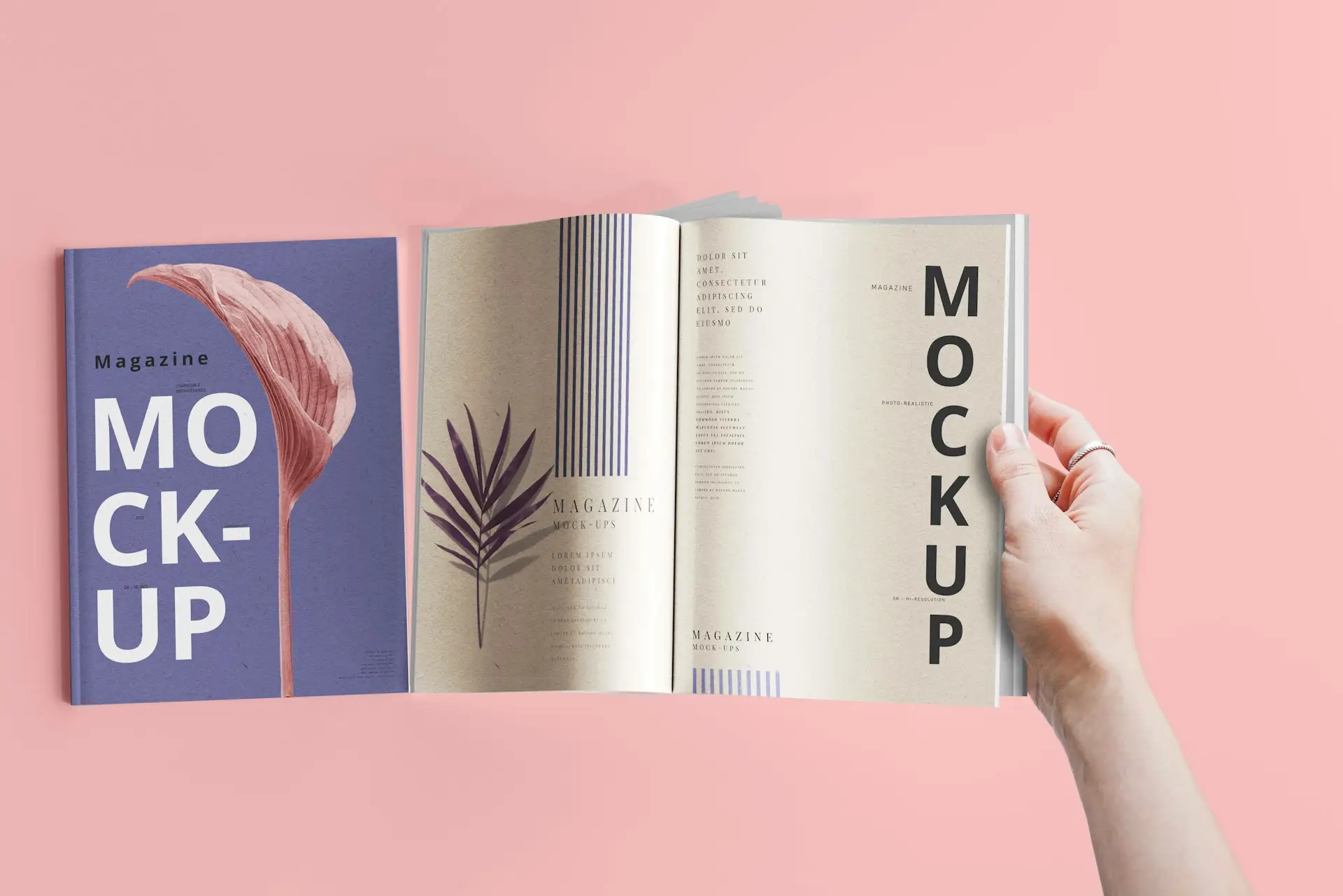Aufgeschlagenes Magazin-Mockup als Beispiel für Editorial Design